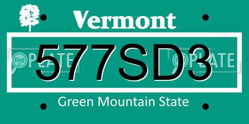 577SD3 Vermont License Plate