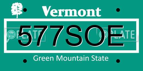 577SOE Vermont License Plate