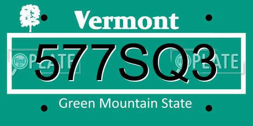 577SQ3 Vermont License Plate