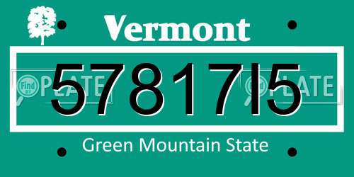 57817I5 Vermont License Plate
