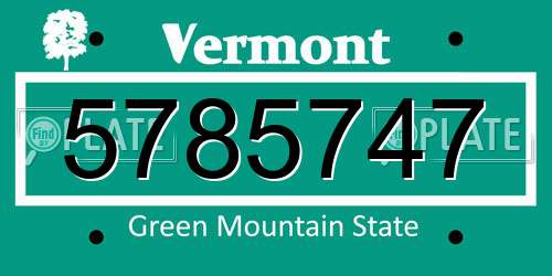 5785747 Vermont License Plate