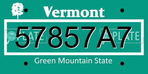 57857A7 Vermont License Plate