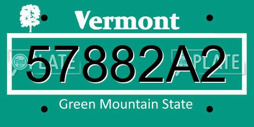 57882A2 Vermont License Plate