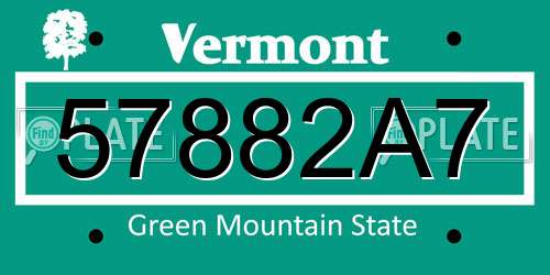 57882A7 Vermont License Plate