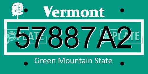 57887A2 Vermont License Plate