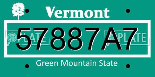 57887A7 Vermont License Plate