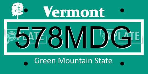 578MDG Vermont License Plate