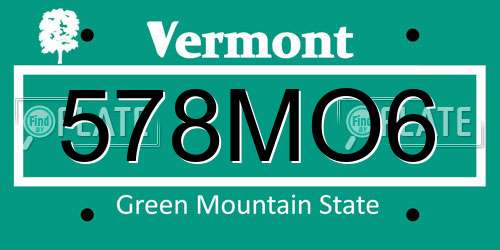 578MO6 Vermont License Plate