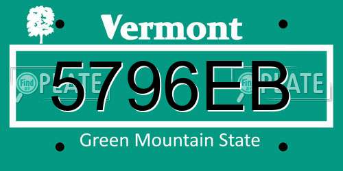 5796EB Vermont License Plate