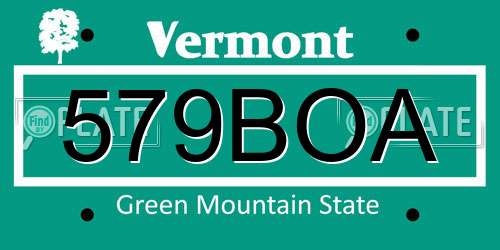 579BOA Vermont License Plate
