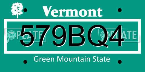 579BQ4 Vermont License Plate