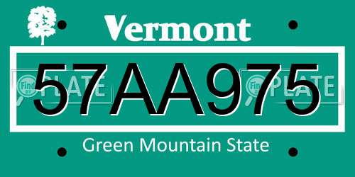 57AA975 Vermont License Plate