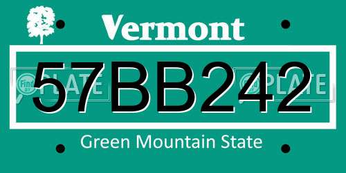 57BB242 Vermont License Plate