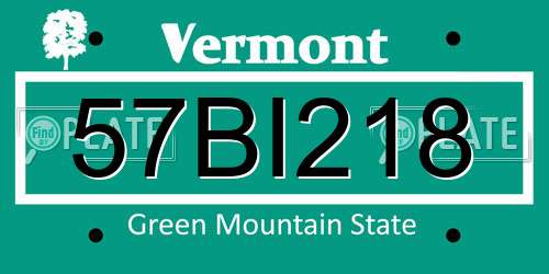 57BI218 Vermont License Plate