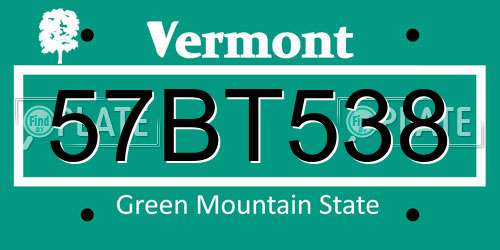 57BT538 Vermont License Plate