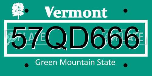57QD666 Vermont License Plate