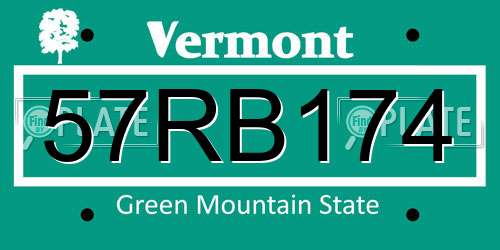 57RB174 Vermont License Plate