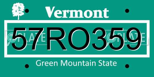 57RO359 Vermont License Plate