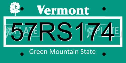 57RS174 Vermont License Plate