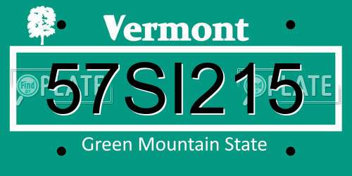 57SI215 Vermont License Plate
