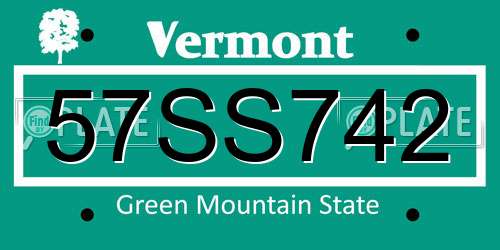 57SS742 Vermont License Plate