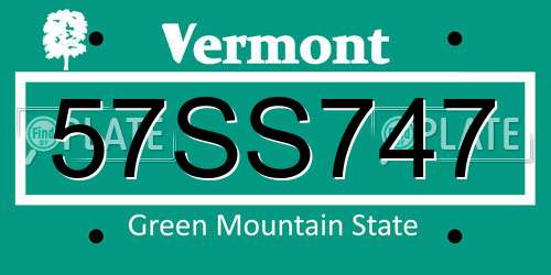 57SS747 Vermont License Plate