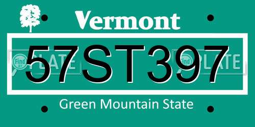 57ST397 Vermont License Plate