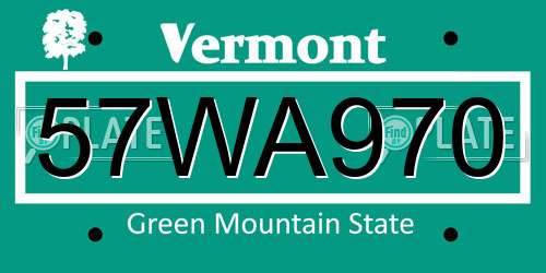 57WA970 Vermont License Plate