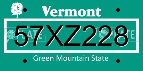 57XZ228 Vermont License Plate