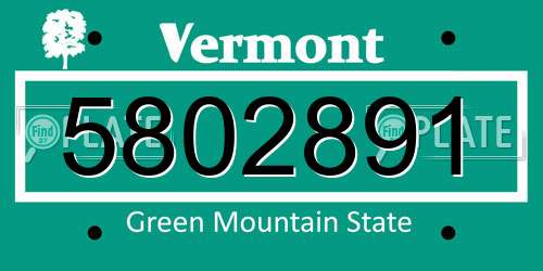 5802891 Vermont License Plate