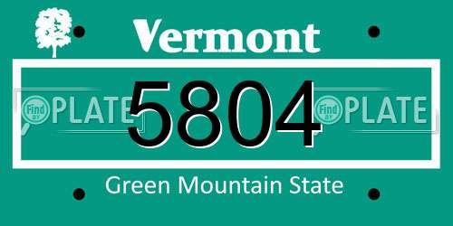 5804 Vermont License Plate