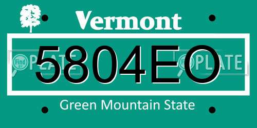 5804EO Vermont License Plate