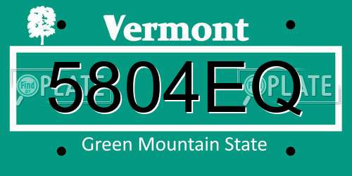 5804EQ Vermont License Plate