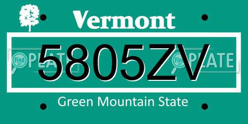 5805ZV Vermont License Plate