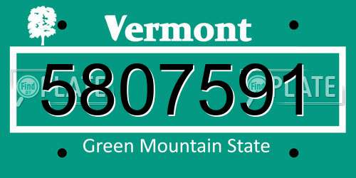 5807591 Vermont License Plate