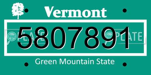 5807891 Vermont License Plate