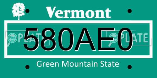 580AE0 Vermont License Plate