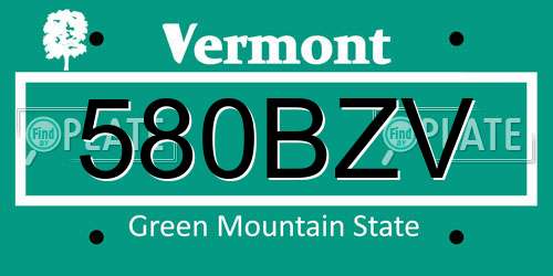 580BZV Vermont License Plate