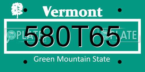 580T65 Vermont License Plate