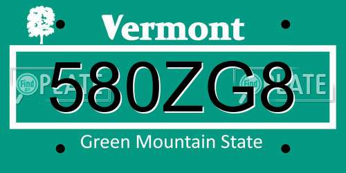 580ZG8 Vermont License Plate