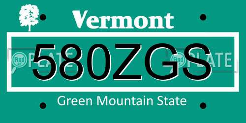 580ZGS Vermont License Plate