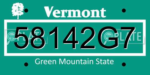 58142G7 Vermont License Plate