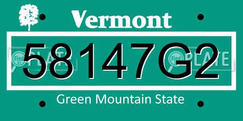 58147G2 Vermont License Plate