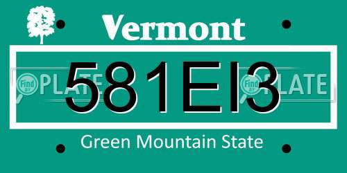 581EI3 Vermont License Plate