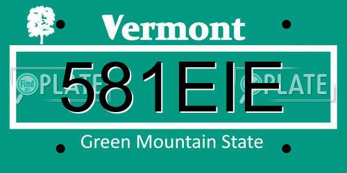 581EIE Vermont License Plate