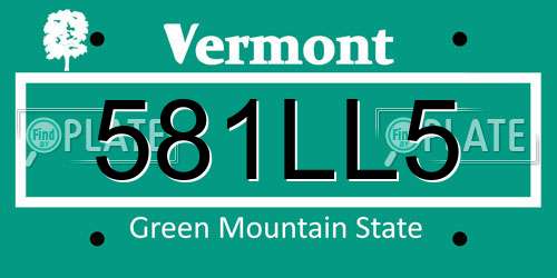581LL5 Vermont License Plate