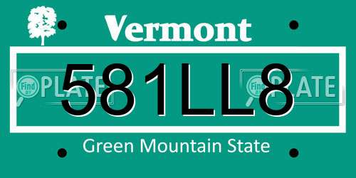 581LL8 Vermont License Plate