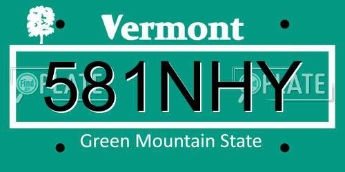 581NHY Vermont License Plate
