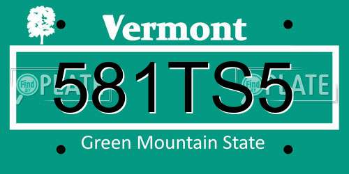 581TS5 Vermont License Plate