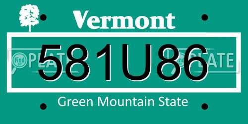 581U86 Vermont License Plate